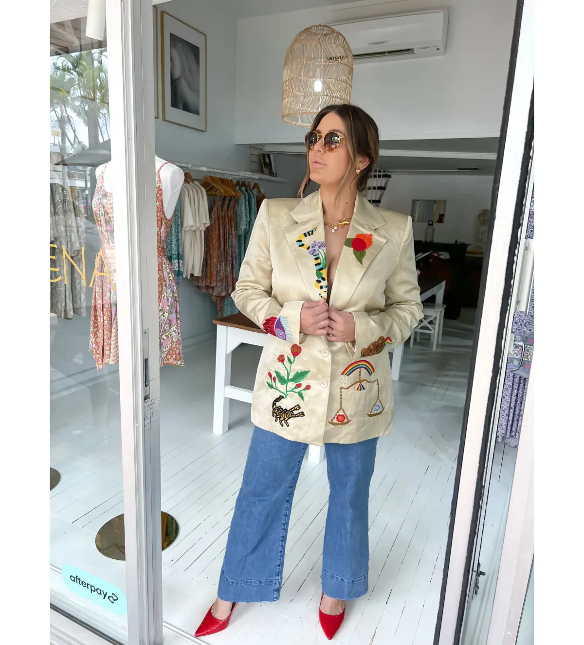 Alemais Zelda Embroidered Blazer Print Size 16  - Image 6