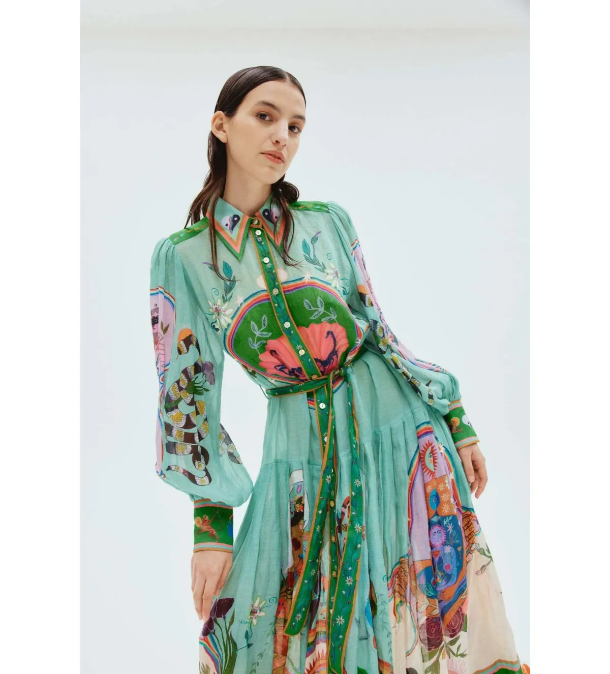 Alemais Evergreen Shirtdress Print Size 16 - Image 5