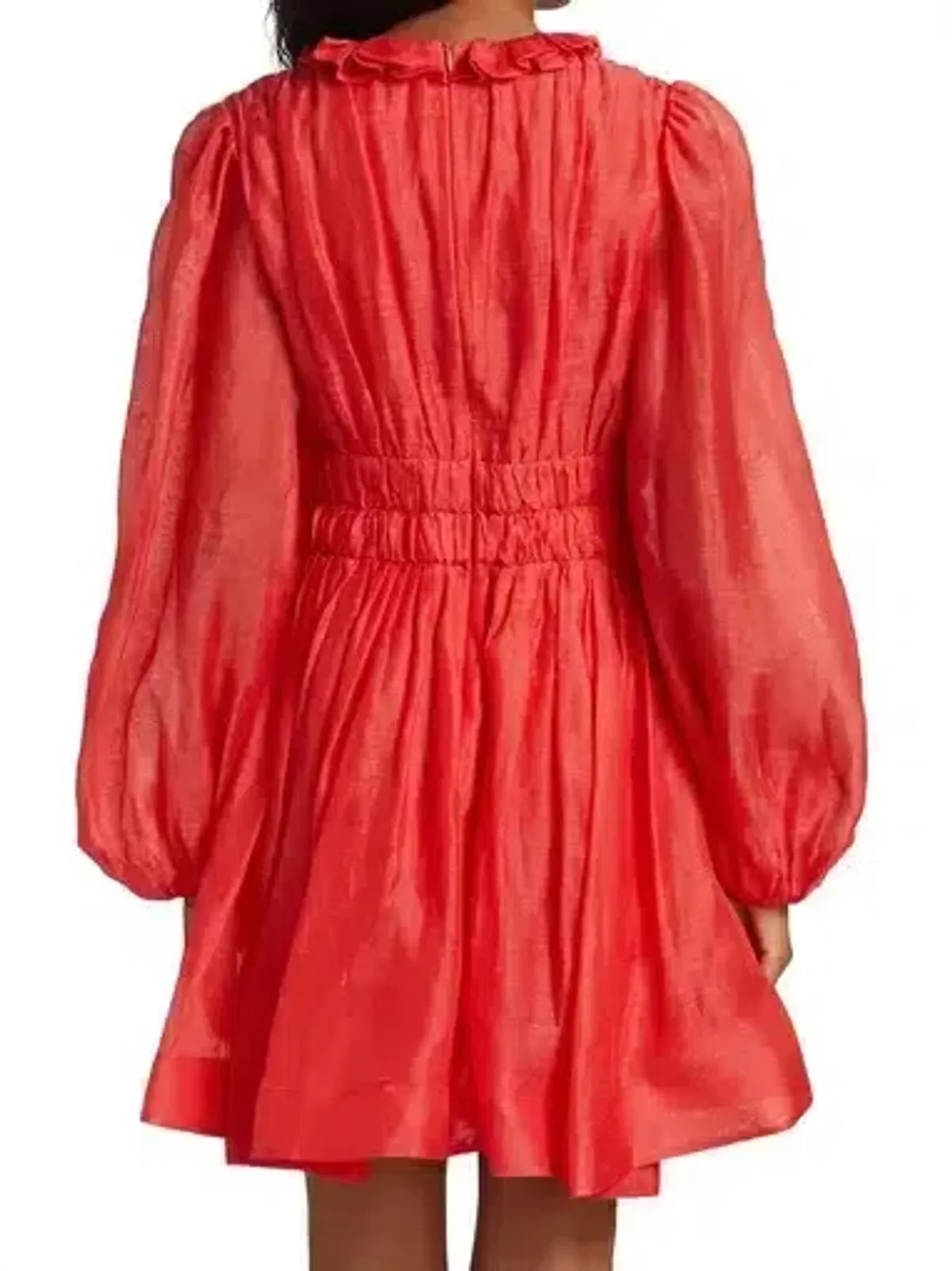 Zimmermann Prima Frill V Neck Mini Dress Red Size 2/Au12 - Image 2