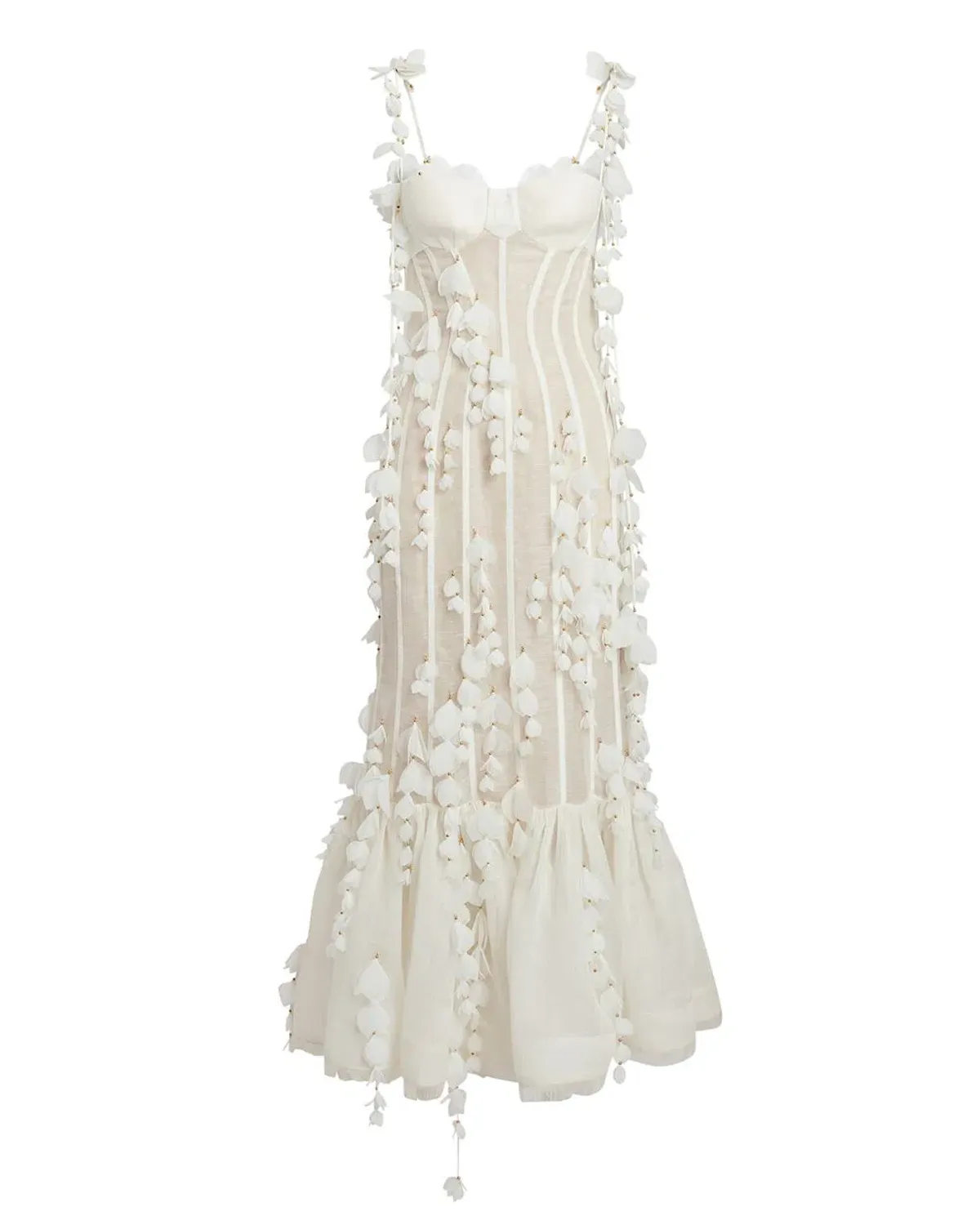 Zimmermann Botanica Petal Gown Dress In White Size 0/AU 6 - Image 4