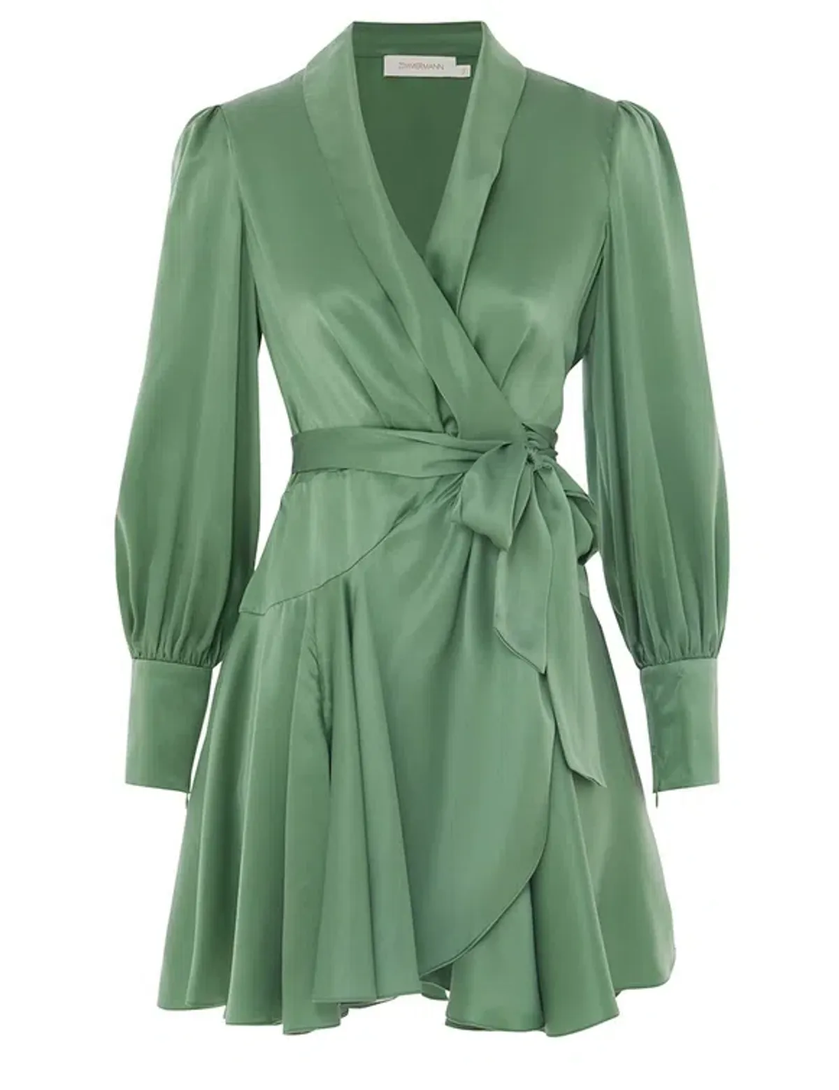Zimmermann Silk Wrap Mini Dress Matcha Size 0/AU 8 - Image 2