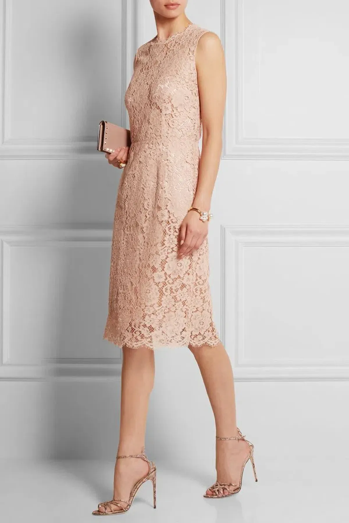 Dolce & Gabbana Floral Lace Sleeveless Dress Pink Size 6 - Image 2
