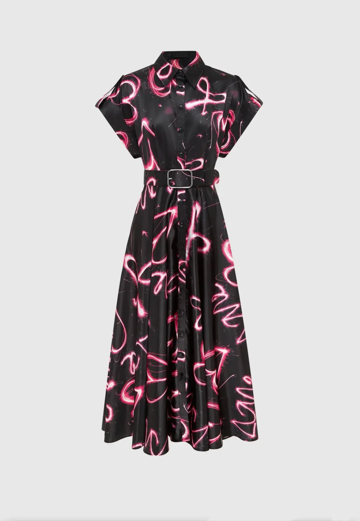 Leo Lin Anita Pocket Shirt Midi Dress Neon Heart Print Size 12 - Image 1