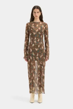 Sir Avellino Cascade Dress in Chocolate Fiore AU12 for rent on The Volte - image 1