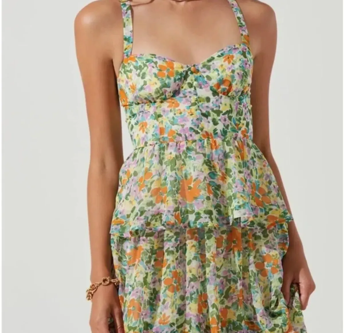 Astr Midsummer Floral Tiered Maxi Dress Size 10 - Image 2