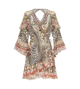 Camilla Anarchy At Annabels Short Wrap Mini Dress With Ruffles Multi Floral Print Size AU 8 for rent on The Volte - image 6