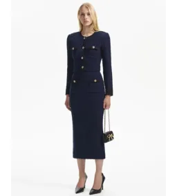 Self Portrait Navy Weave Cropped Cardigan Size M/AU 8 for rent on The Volte - image 2