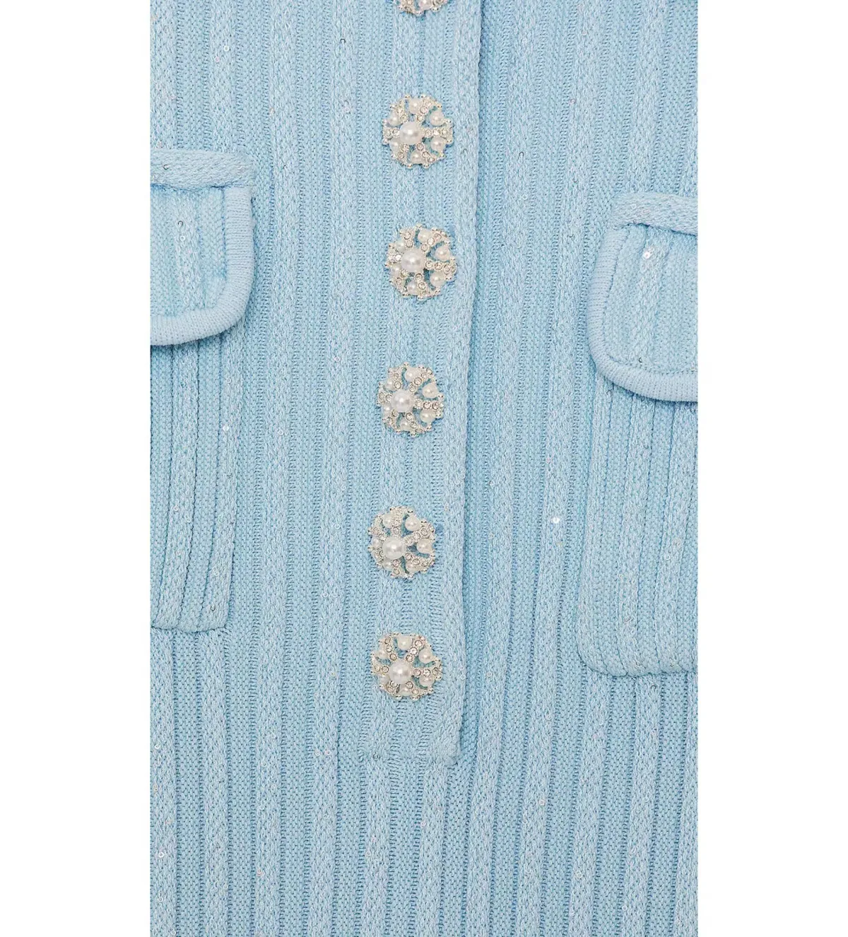 Self Portrait Blue Sequin Knit Mini Dress Size M/AU 8 - Image 7