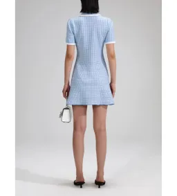 Self Portrait Blue Lurex Knitted Mini Dress Size M/AU 8 for rent on The Volte - image 4