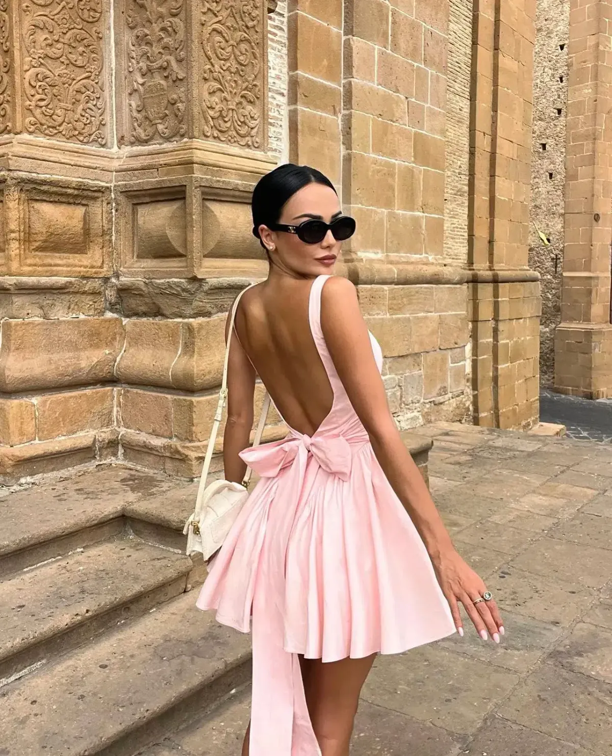 House of CB Florianne Bow Mini Dress Pink Size 6 - Image 4