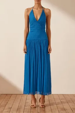 Shona Joy Leilani Halter Tie Midi Dress in Pacific Dress Blue Size 12 for rent on The Volte - image 1