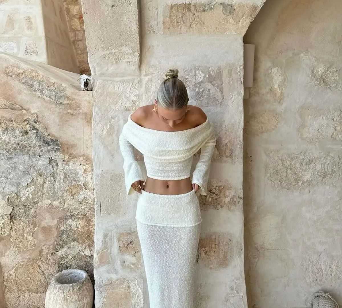 Wanderdoll Yasmin Boucle Knit Coord Cream Size XS / AU 6 - Image 4