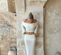 Wanderdoll Yasmin Boucle Knit Coord Cream Size XS / AU 6 for rent on The Volte - image 4