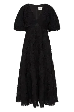 Aje Florential Textured Midi Dress Black Size 12 for rent on The Volte - image 5