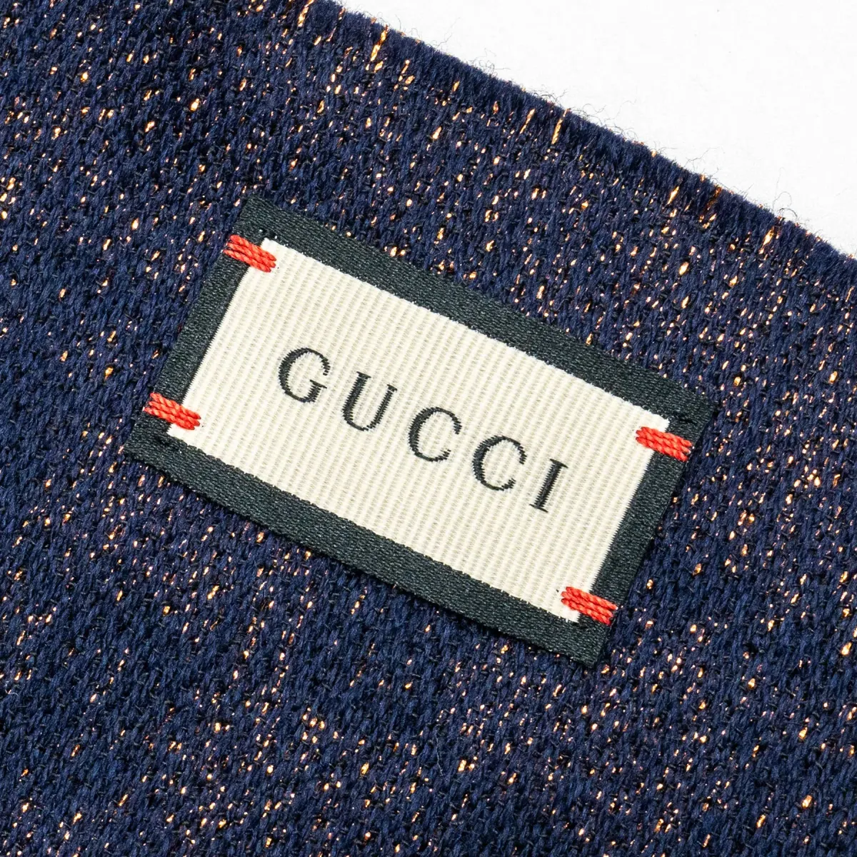 Gucci Metallic GG Wool Scarf Navy Bronze - Image 3