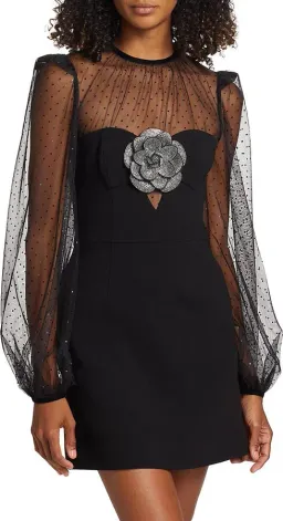 Rebecca Vallance Yvonne Flower Mini Dress Black Size 6 for rent on The Volte - image 2