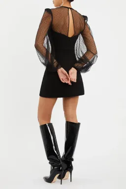 Rebecca Vallance Yvonne Flower Mini Dress Black Size 6 for rent on The Volte - image 3