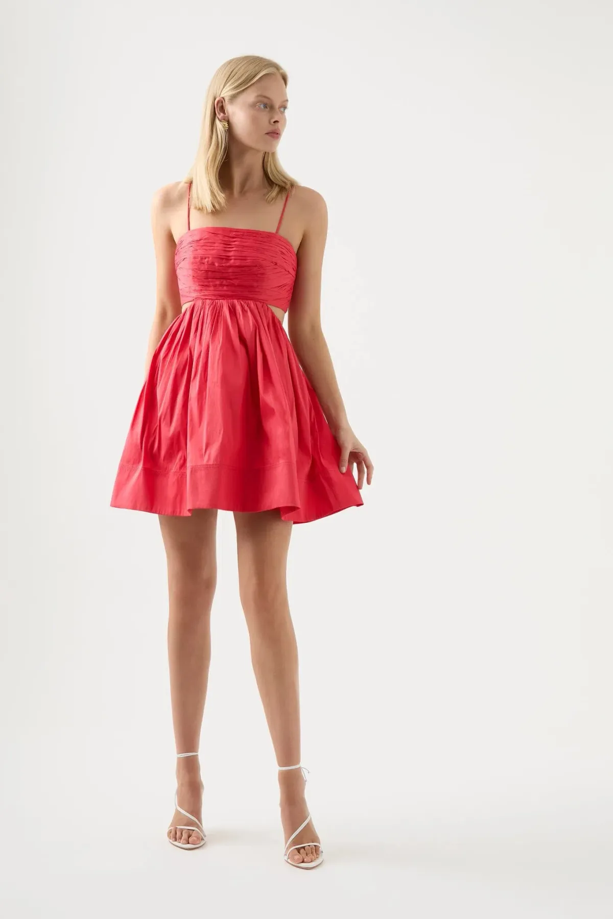 Aje Liza Ruched Baby Doll Mini Dress Rouge Pink Size 14 - Image 1