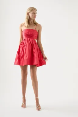 Aje Liza Ruched Baby Doll Mini Dress Rouge Pink Size 14 for rent on The Volte - image 1