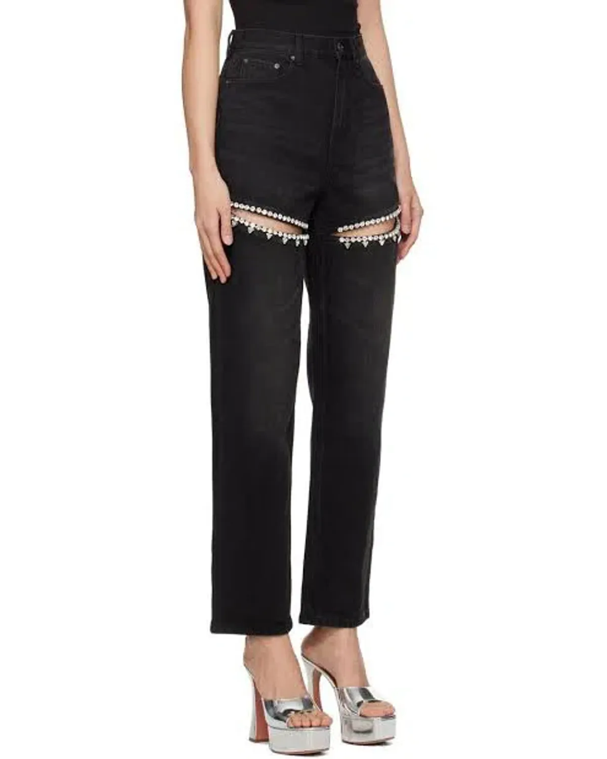Area Crystal Slit Jeans Black Size 26 / AU 8 - Image 4