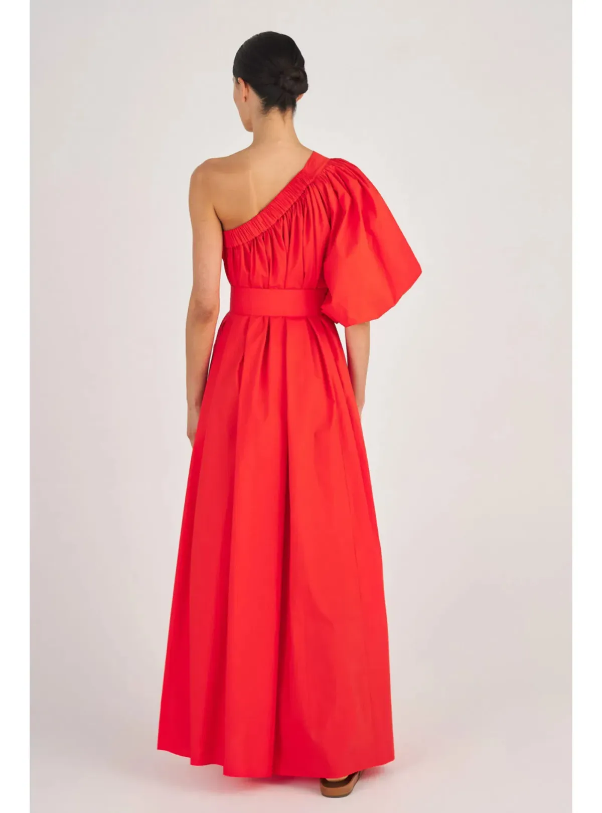 Oroton One Shoulder Maxi Dress True Red Size 16 - Image 2