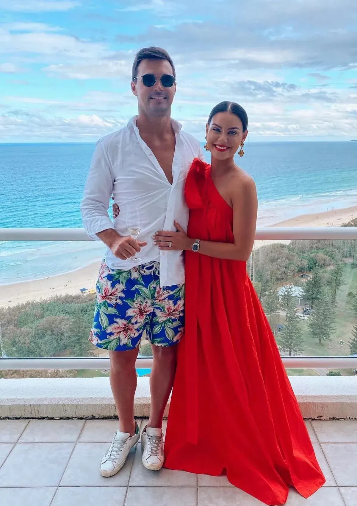 Oroton One Shoulder Maxi Dress True Red Size 16 - Image 3