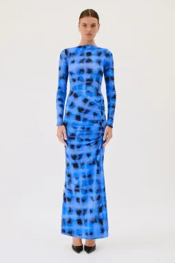 Suboo Shibori Long Sleeve Rouched Maxi Dress Blue Size M / AU 10 for rent on The Volte - image 1