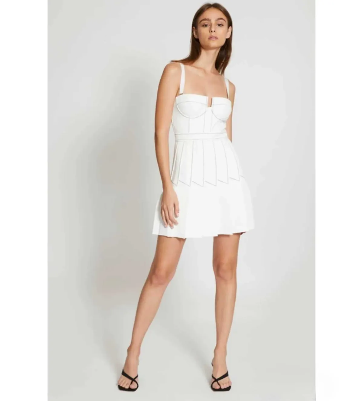 Dion Lee Column Pleated Mini Dress in White Size AU 8 - Image 1