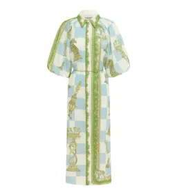 Alemais Checkmate Linen Midi Shirtdress Multi Print Size AU 16 for rent on The Volte - image 6