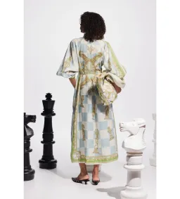Alemais Checkmate Linen Midi Shirtdress Multi Print Size AU 16 for rent on The Volte - image 5
