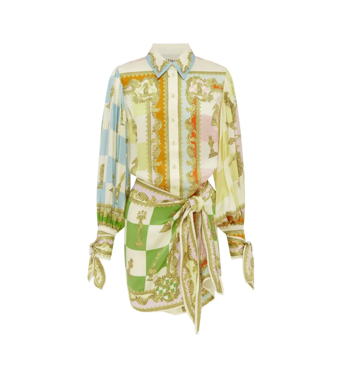 Alemais Checkmate Silk Mini Dress Multi Print Size AU 16 - Image 7