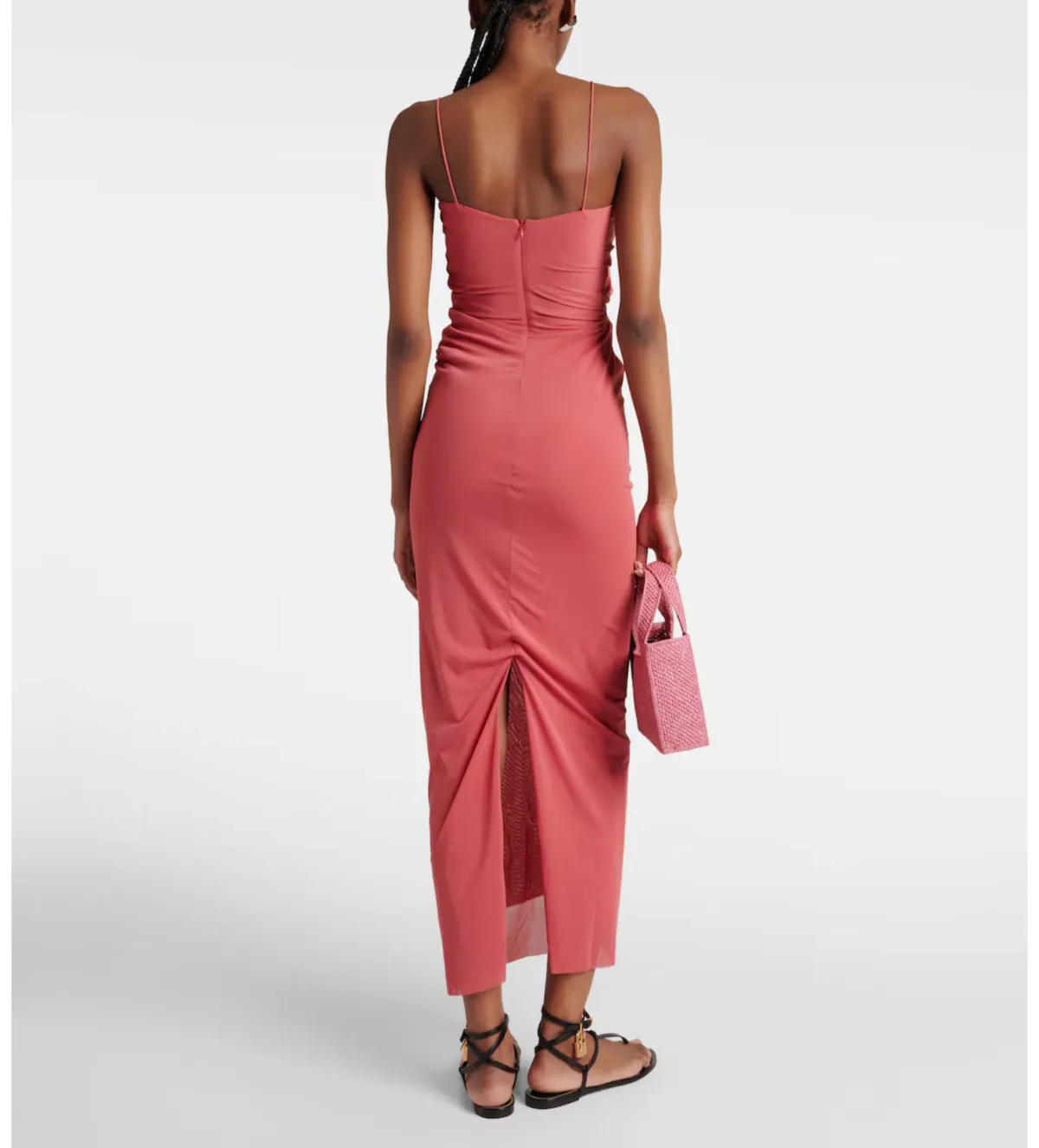 Christopher Esber Molded Venus Cutout Mesh Maxi Dress in Cayenne/Rose Size AU 6 - Image 4