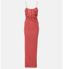 Christopher Esber Molded Venus Cutout Mesh Maxi Dress in Cayenne/Rose Size AU 6 for rent on The Volte - image 7