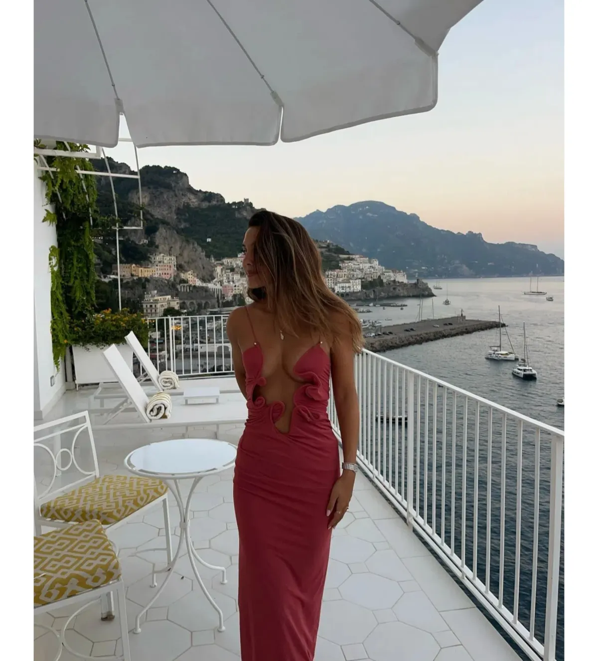 Christopher Esber Molded Venus Cutout Mesh Maxi Dress in Cayenne/Rose Size AU 6 - Image 6