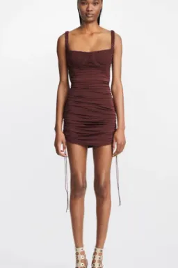 Dion Lee Smocked Doric Corset Dress Oxblood Red Size 10 for rent on The Volte - image 2