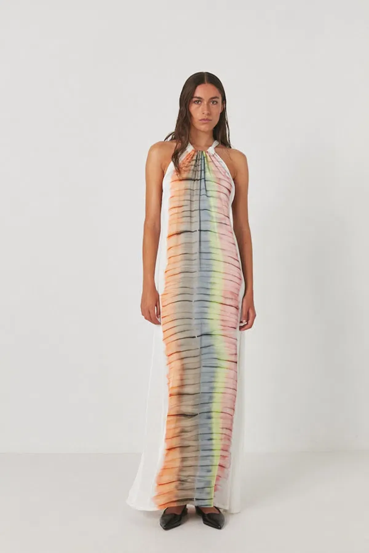 Rabens Saloner Hope Macaw Halter Maxi Dress Tangerine Combo Size M / AU 10 - Image 1