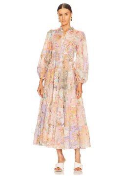 Zimmermann Cira Tiered Shirt Dress Patch Multi Floral Size 0 / AU 8 for rent on The Volte - image 1