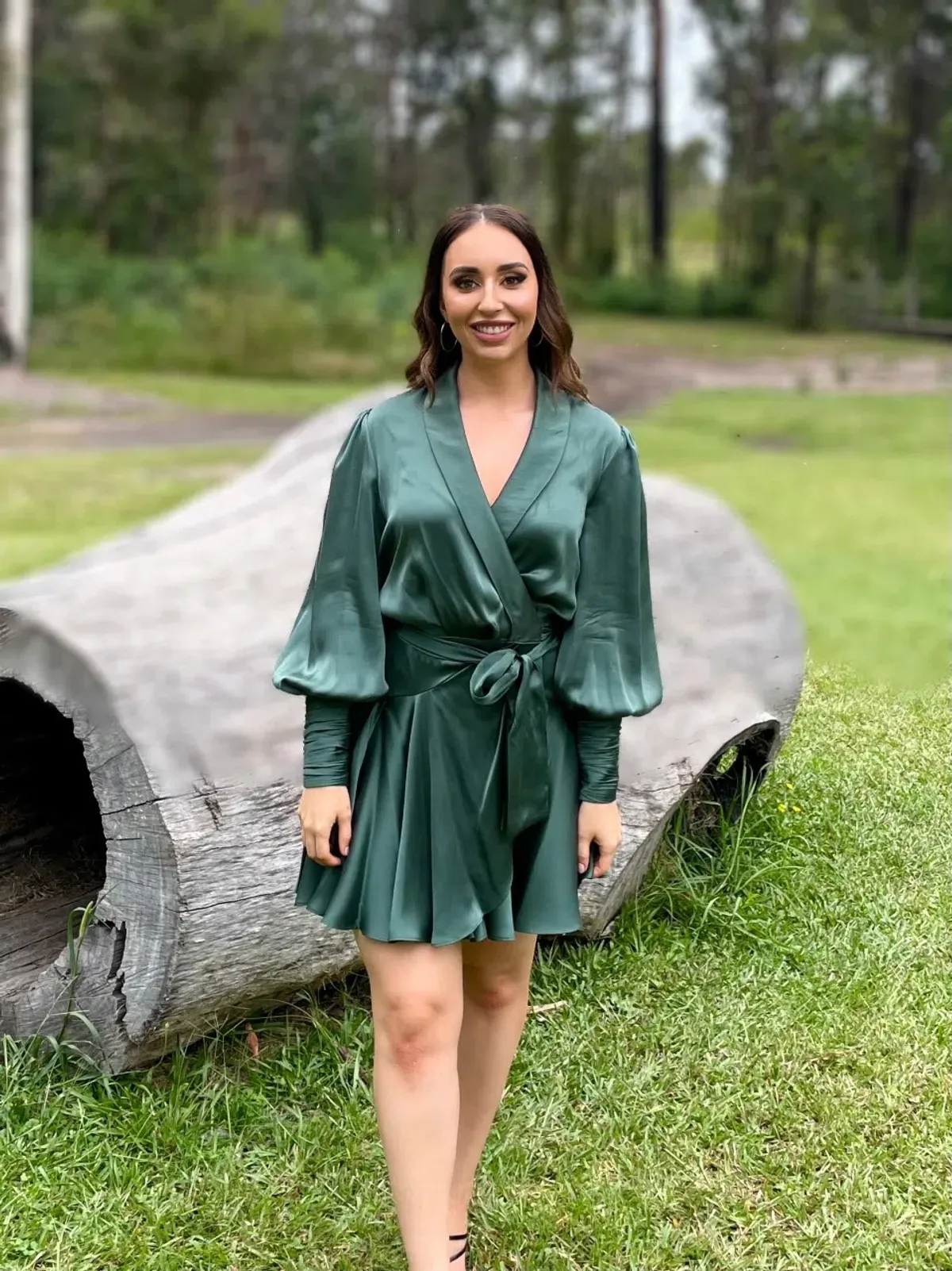 Zimmermann Silk Wrap Mini Dress in Green Size 3 / AU 14 - Image 1