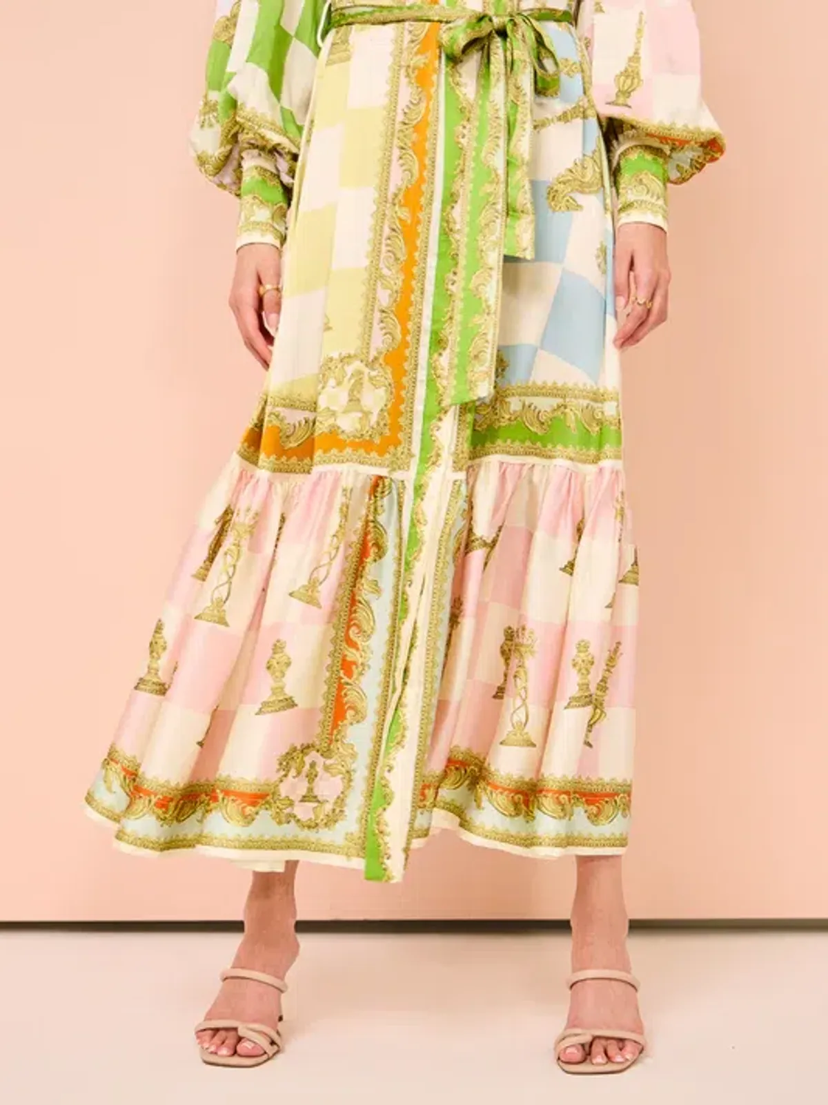 Alemais Checkmate Silk Midi Shirtdress Multi Size 12  - Image 2