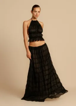 Arcina Ori Juliette Halter Top & Maxi Skirt Set in Black Size S (6-10 AU) for rent on The Volte - image 1