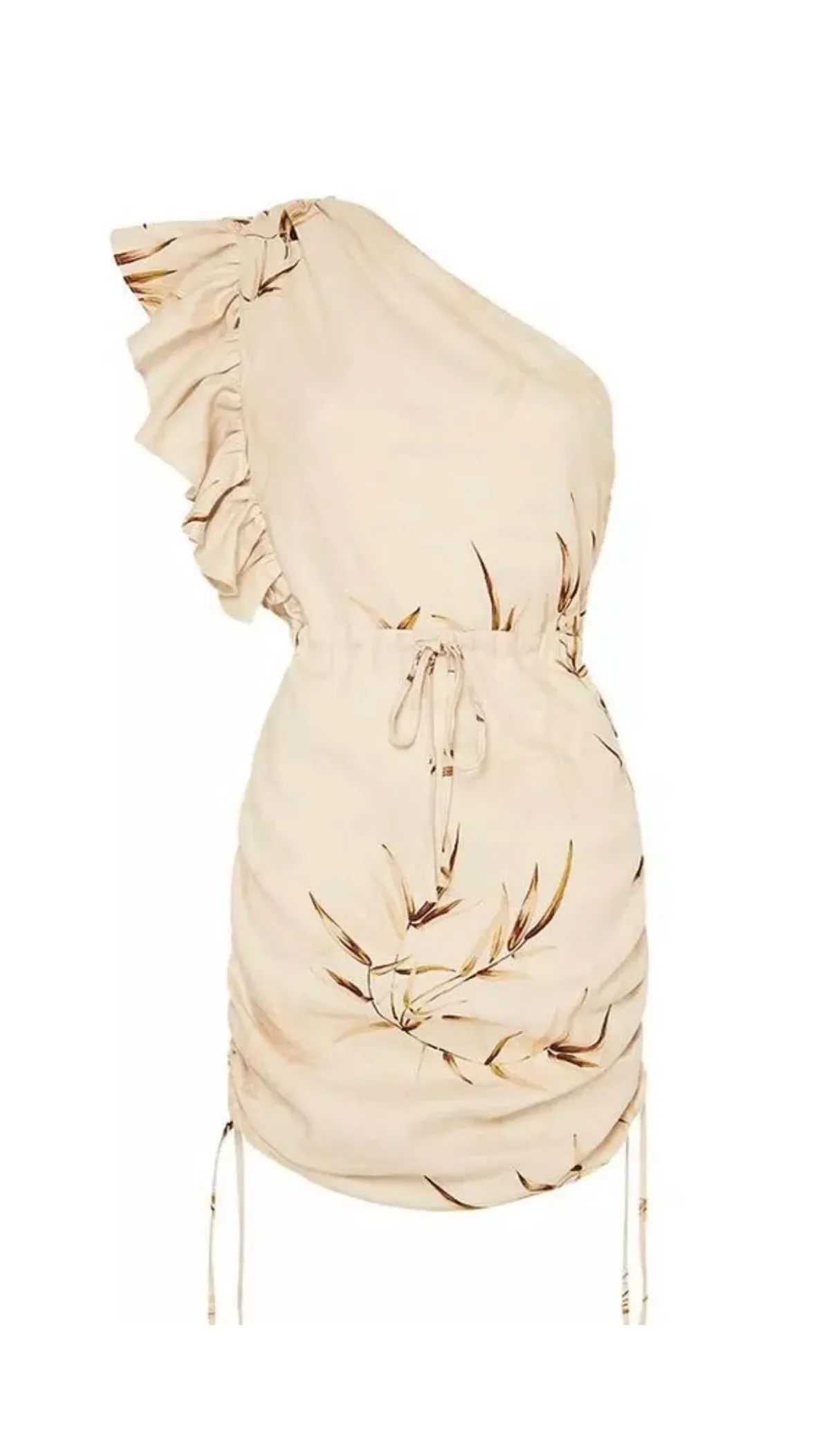 Shona Joy Sundance One Shoulder Mini Dress Cream Print Size 10 - Image 3