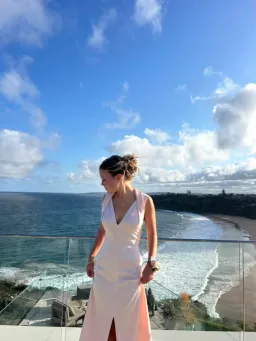 Reiss Lila Bridesmaid Twist Detail Midi Dress Nude Size XS / AU 6 for rent on The Volte - image 4