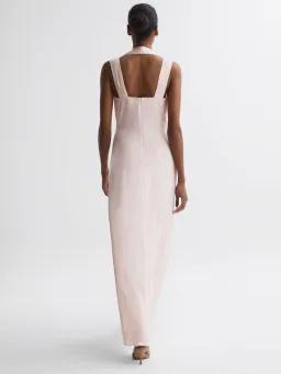 Reiss Lila Bridesmaid Twist Detail Midi Dress Nude Size XS / AU 6 for rent on The Volte - image 3