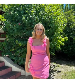 Elliatt Trompe 3D Floral Mini Dress Pink Size L/AU 12 for rent on The Volte - image 10