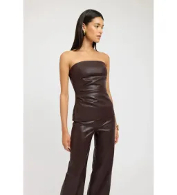 Kookai Phoenix Rouched Top and Phoenix Pant Set Chocolate Size 38 / AU 10 for rent on The Volte - image 2