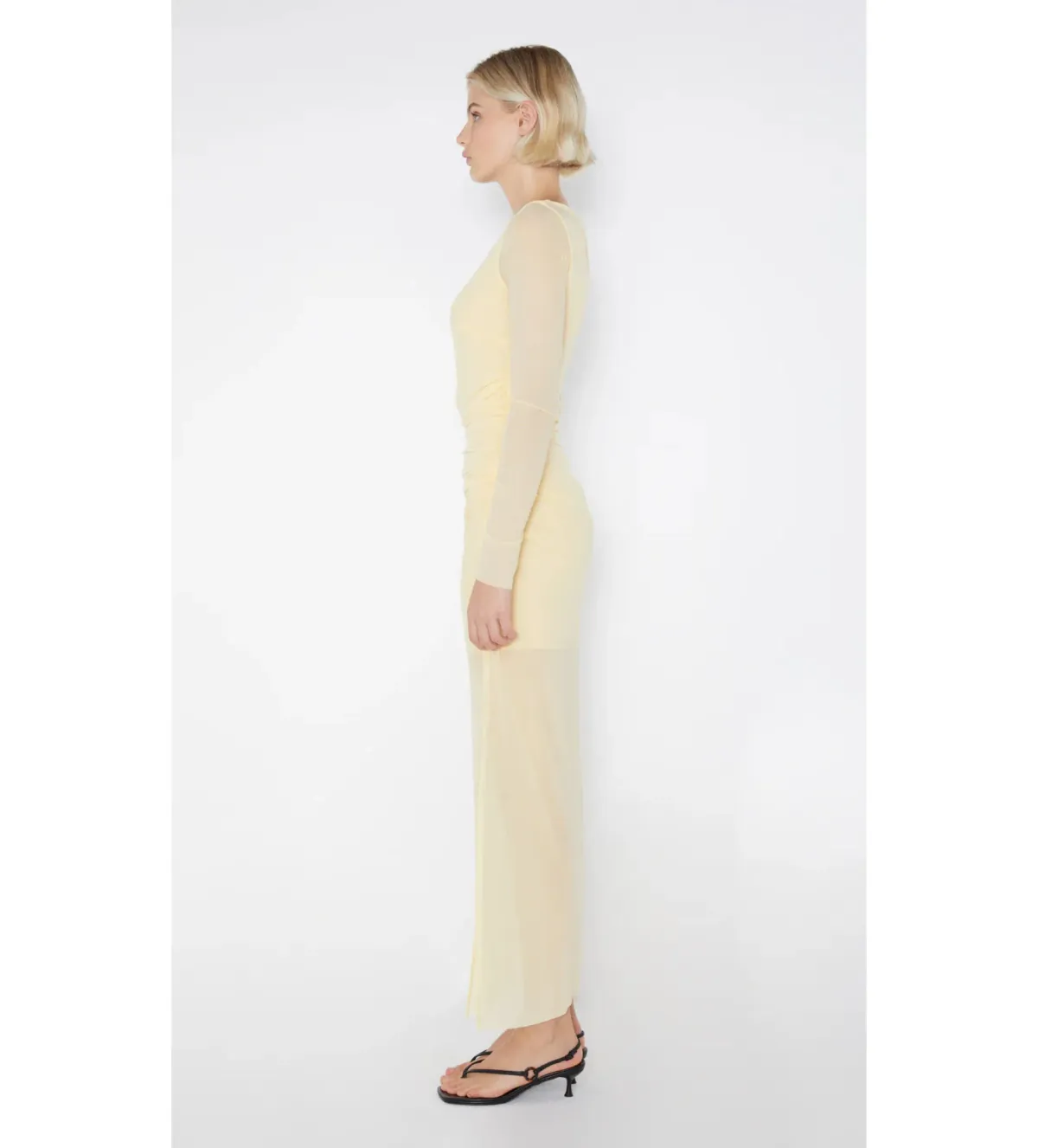 Bec & Bridge Fae Asym Long Sleeve Midi Dress in Butter Yellow Size S / AU 8 - Image 4