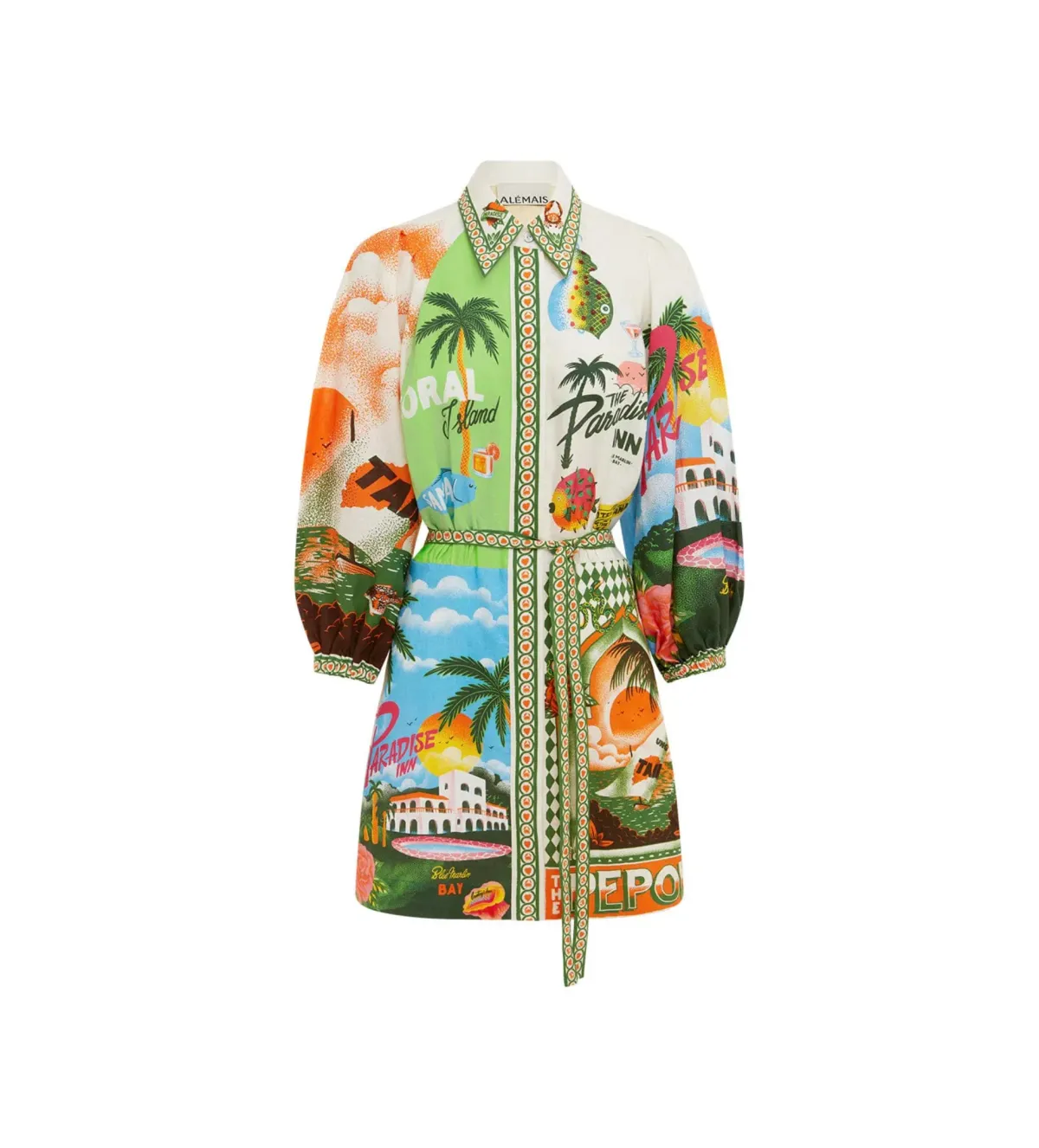 Alemais Paradiso Mini Dress Multi Print Size AU 10 - Image 5