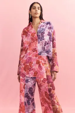 Aje Vision Oversized Linen Shirt Kaleidoscopic Rose Size 14 for rent on The Volte - image 3