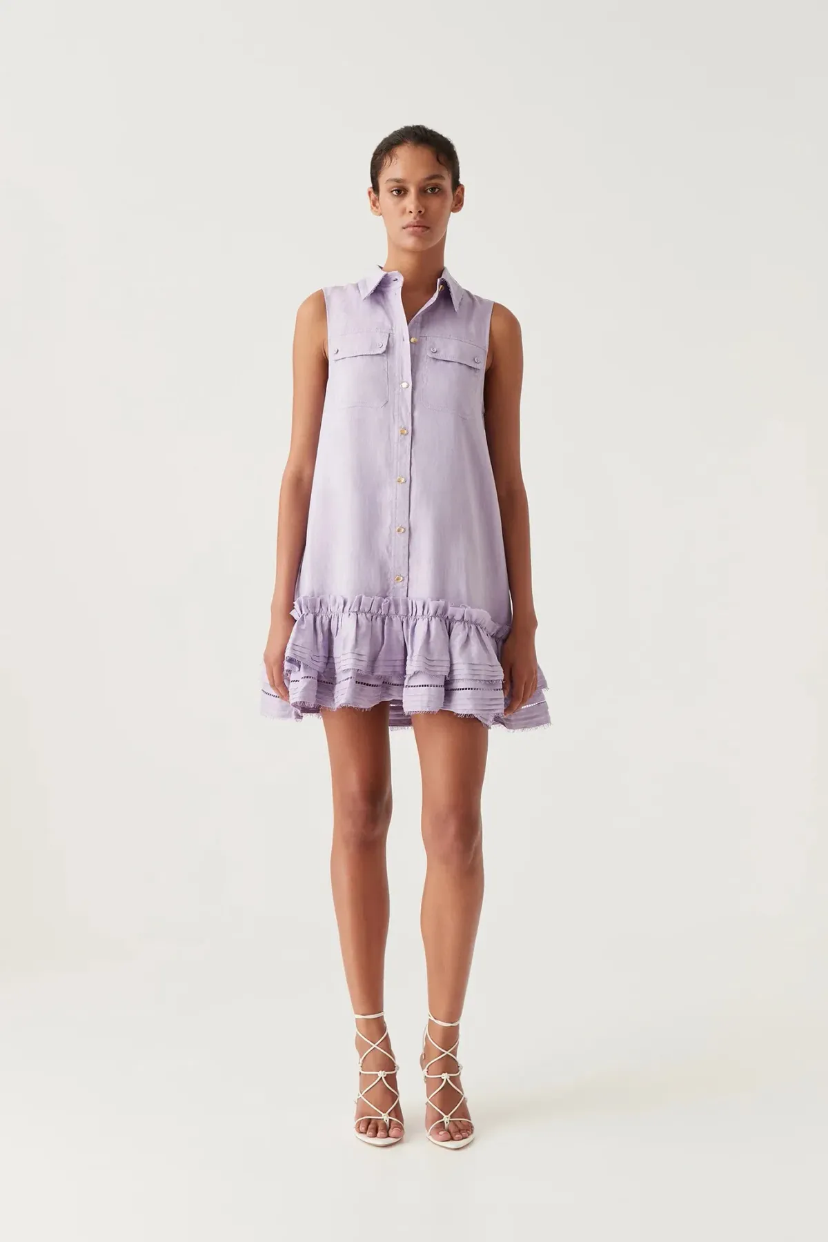 Aje Yvonne Sleeveless Mini Dress Lilac Size 16 - Image 1