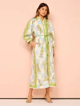 Alemais Checkmate Linen Shirtdress Multi Size 12 for rent on The Volte - image 2